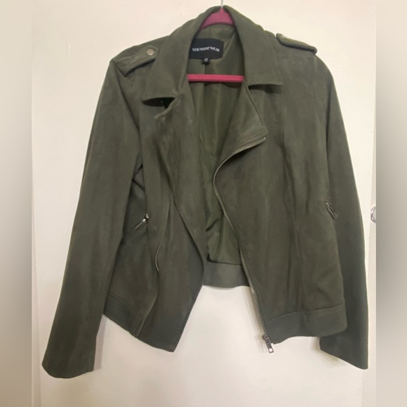 Green suede Moto jacket - Picture 1 of 4